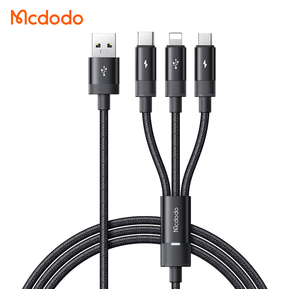 CA-5790 3 in 1 USB-A to USB-C+Lightning+Micro USB Data Cable 1.2M
