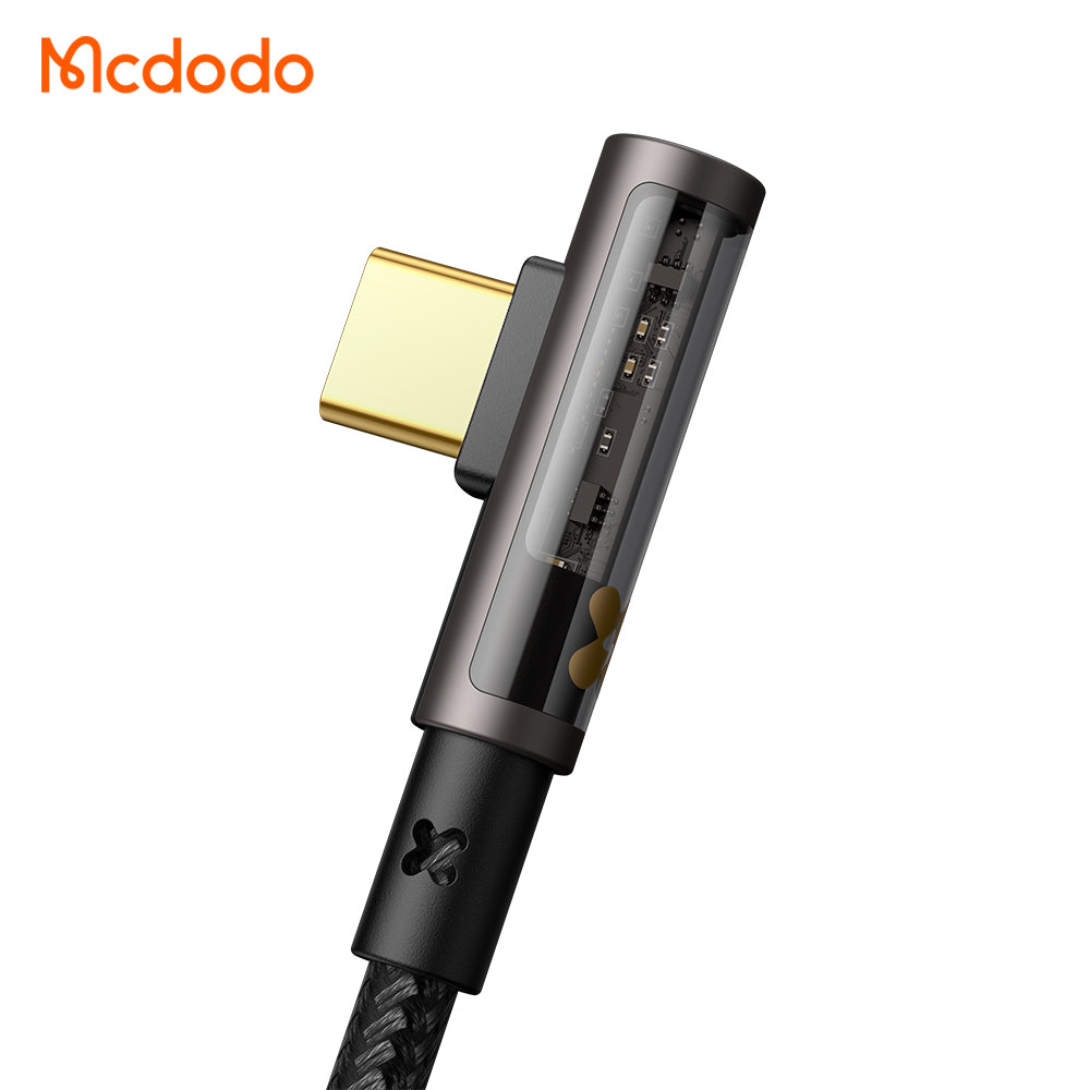 CA-3401 100W Type-C to Type-C 90 Degree Transparent Data Cable 1.8m