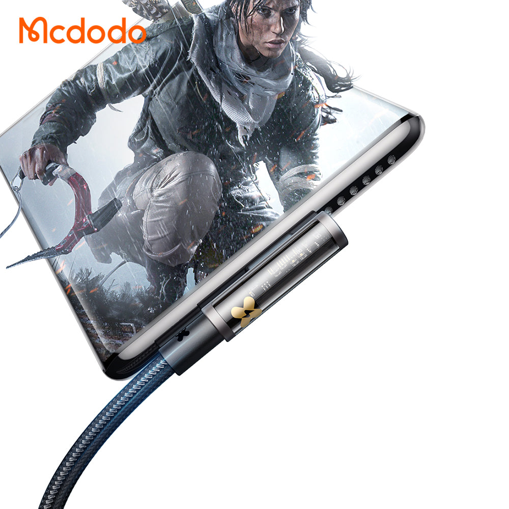 CA-3401 100W Type-C to Type-C 90 Degree Transparent Data Cable 1.8m