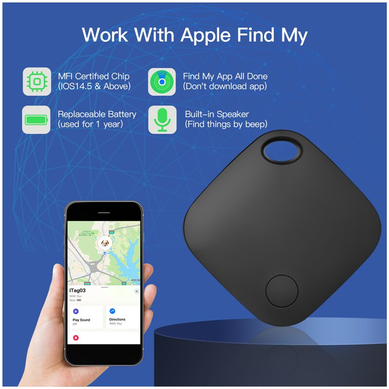 Smart Bluetooth GPS Tracker, Funciona com Find My App